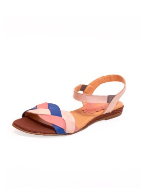 SANDÁLIA EM COURO TRANÇADO YVORI/ROSA/AZUL
