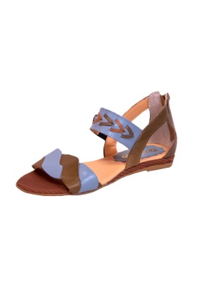 SANDÁLIA EM COURO FENDI/CINZA/CARAMELO